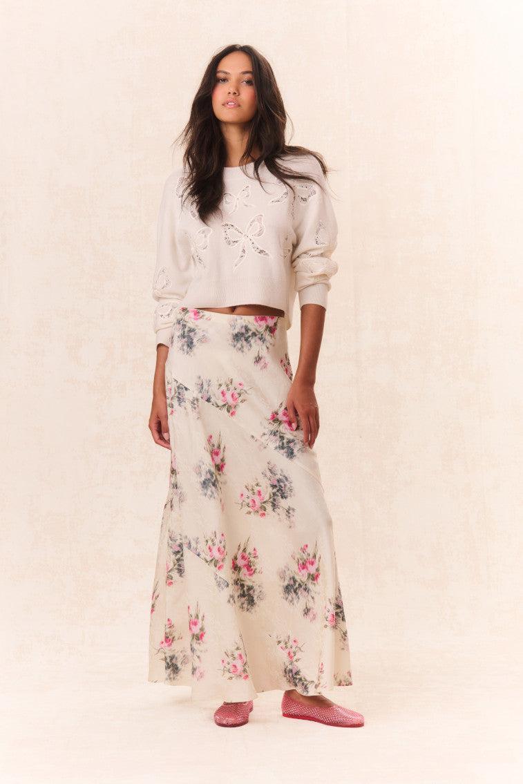 Bertha Silk Floral Maxi Skirt Product Image