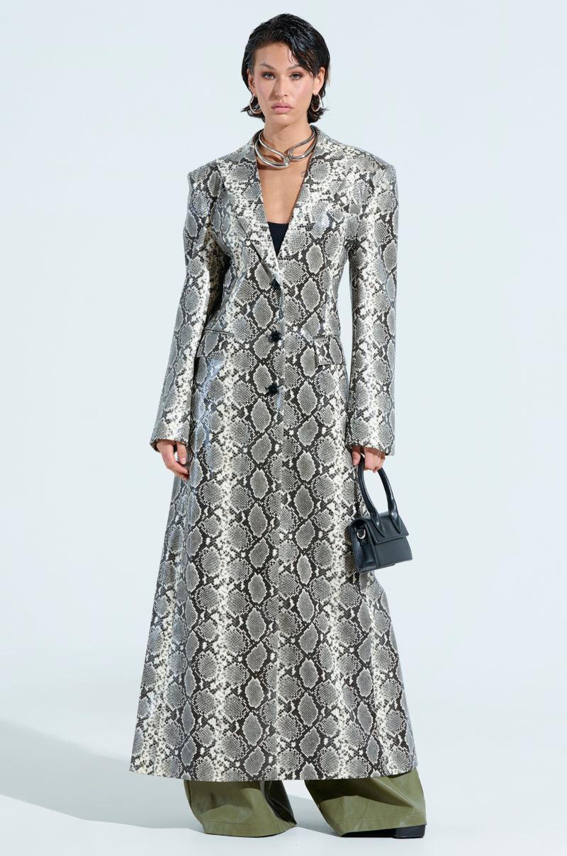 INCOGNITO SNAKE PRINT TRENCH IN IVORY Product Image