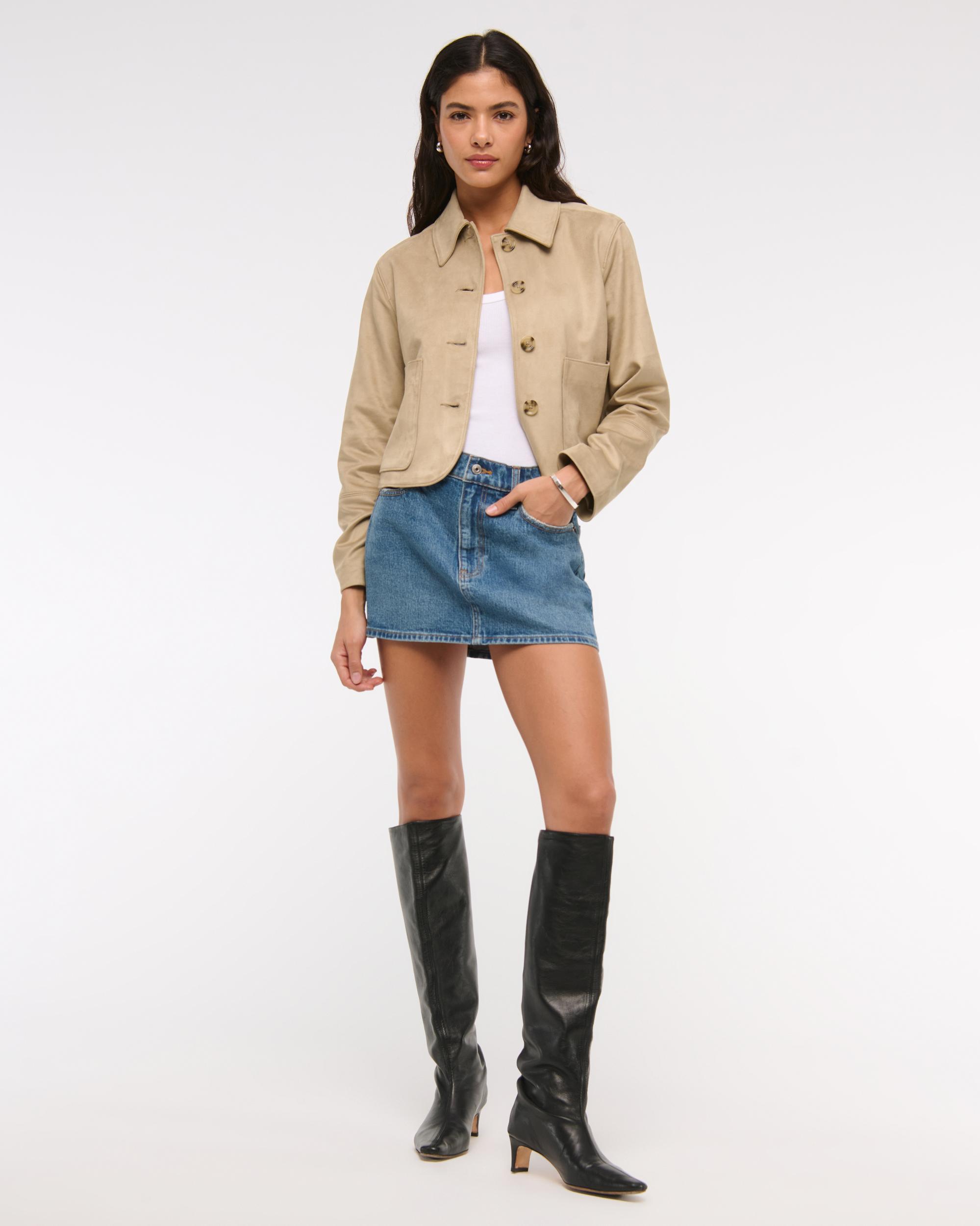 Vegan Suede Button-Through Jacket Product Image