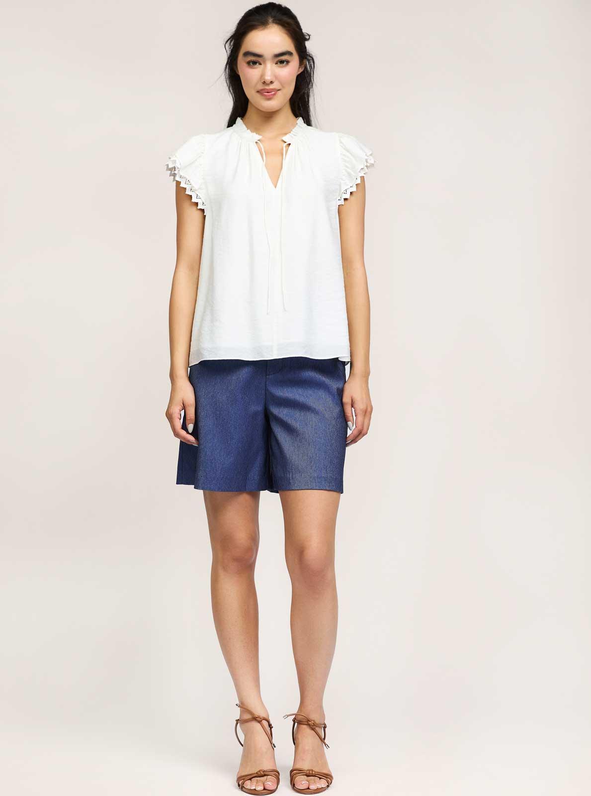 Crochet Detail Short Sleeve Blouse Product Image