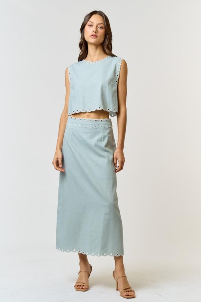 Embroidered Det Midi Skirt Product Image