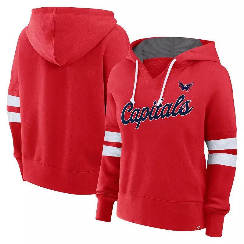 Women's Fanatics Red Washington Capitals Seize Fleece Pullover Hoodie,  Product Image