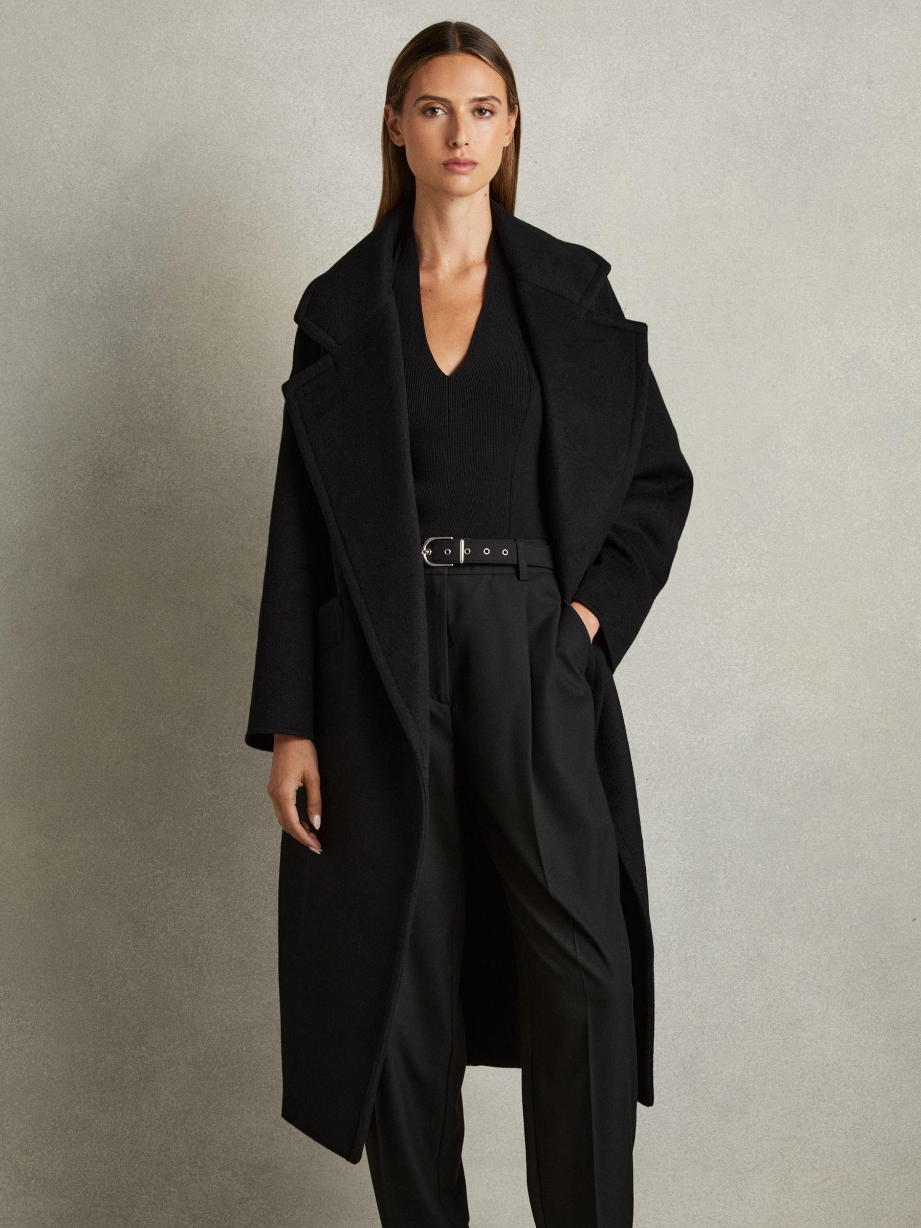 Wool-Blend Blindseam Coat in Black Product Image