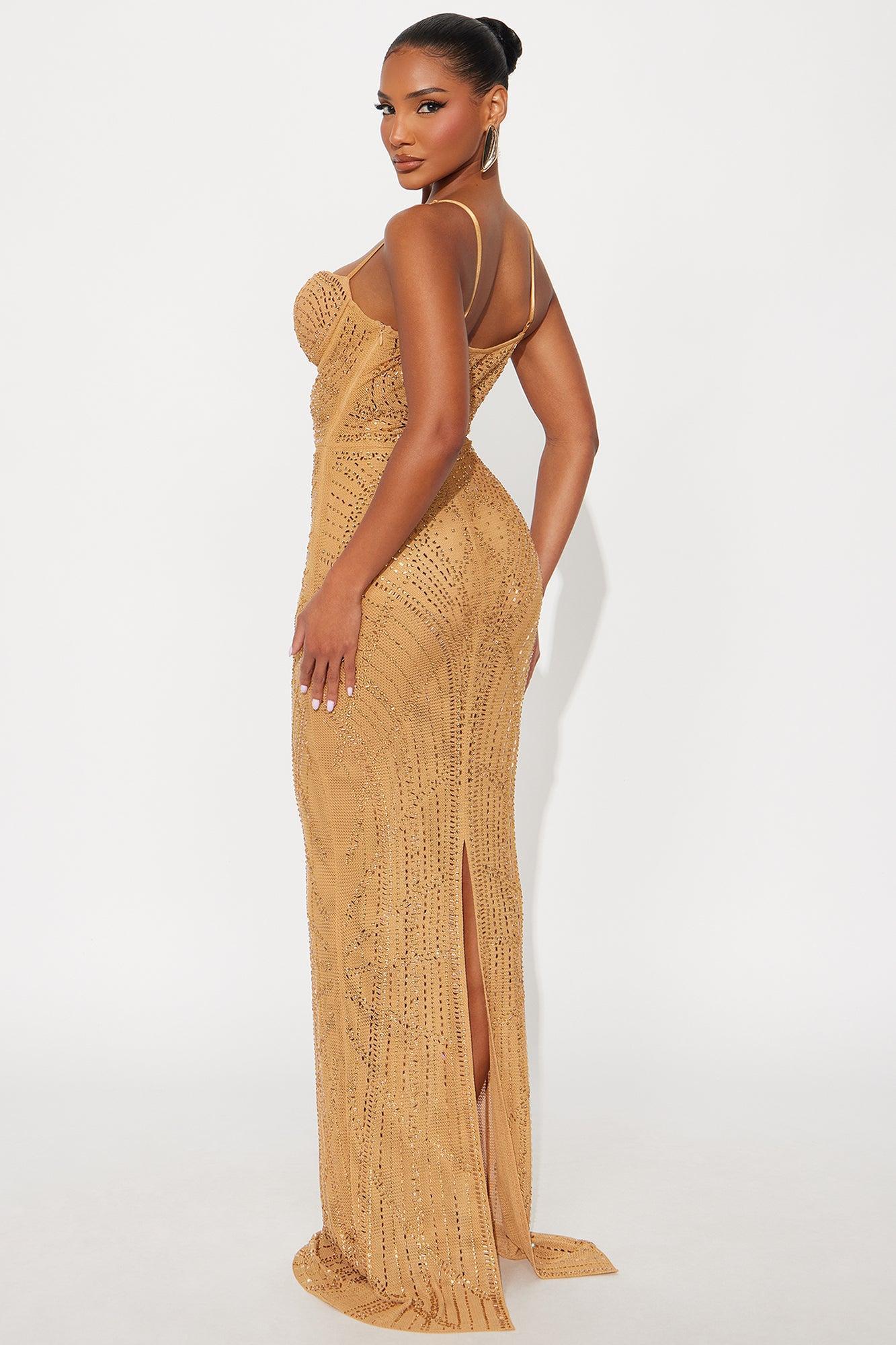 London Embellished Maxi Dress - Gold Female Product Image