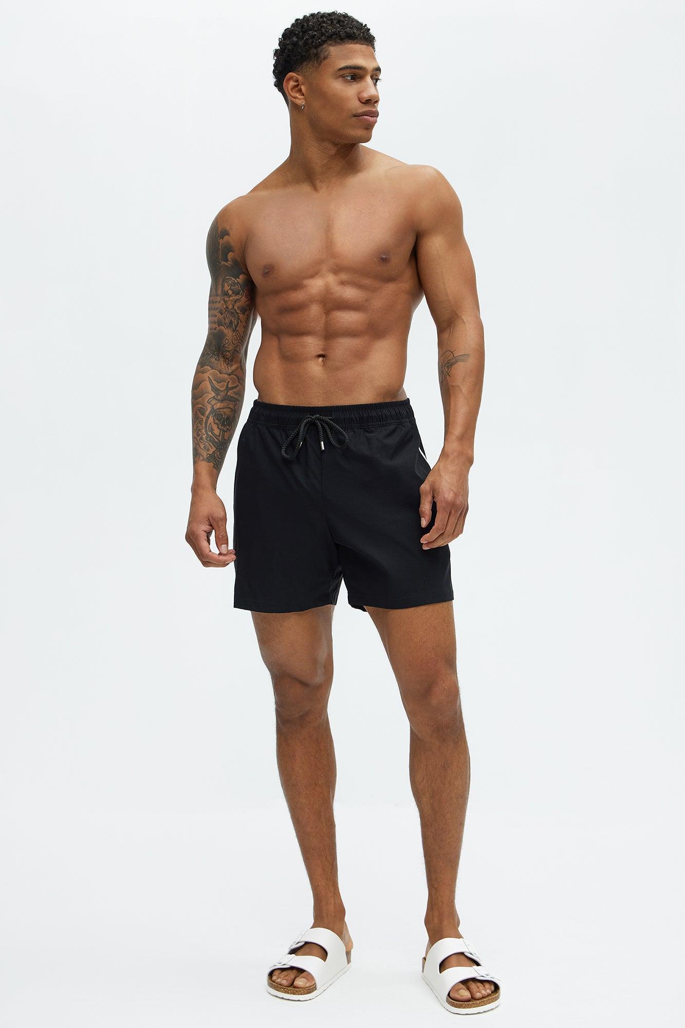 Side Taping Swim Mid Trunk - Black Product Image