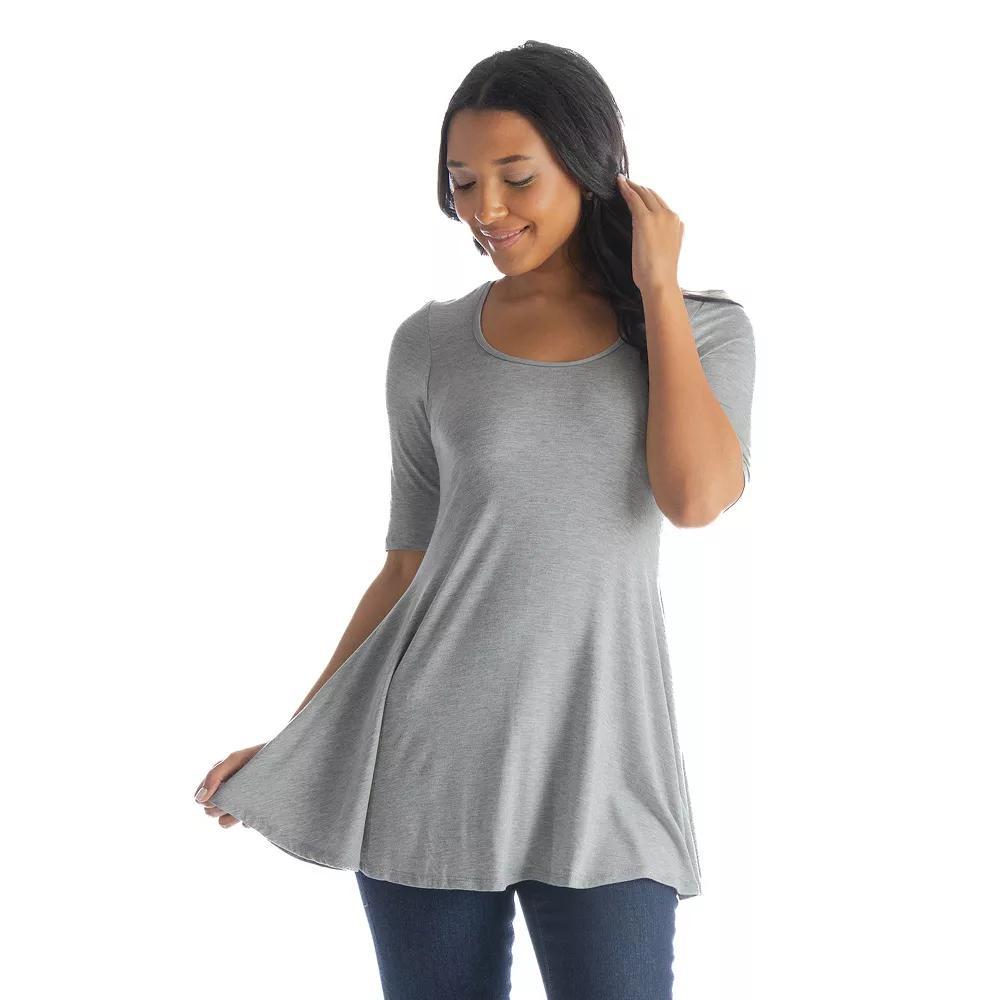 Women's 24Seven Comfort Apparel Elbow Sleeve Swing Tunic Top, Size: Medium, Carrot Product Image