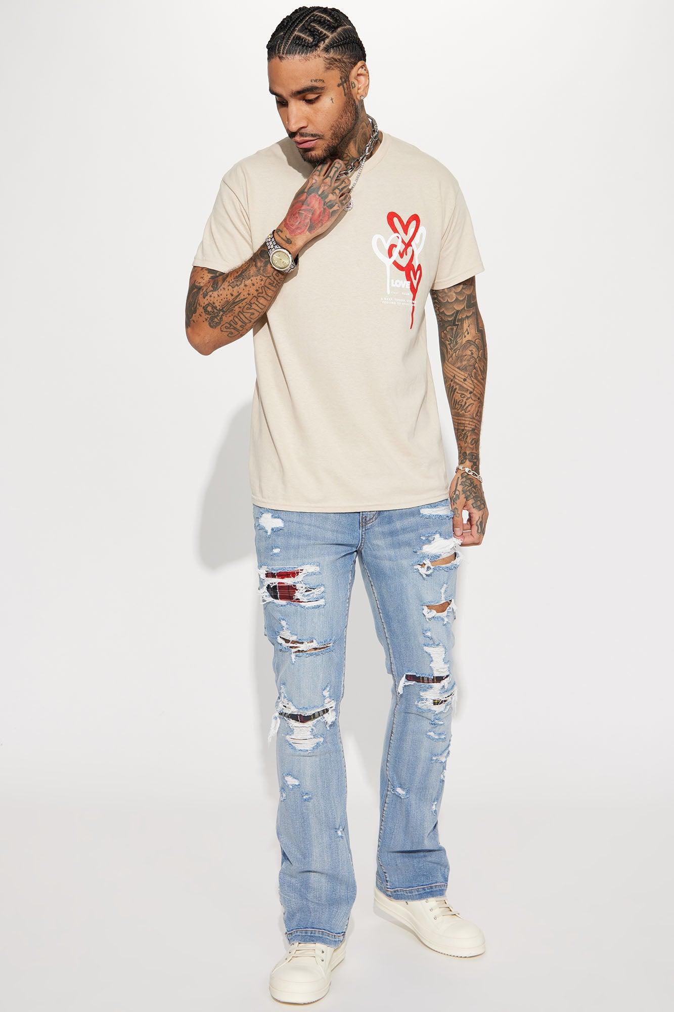 Love Drip Short Sleeve Tee - Taupe Product Image