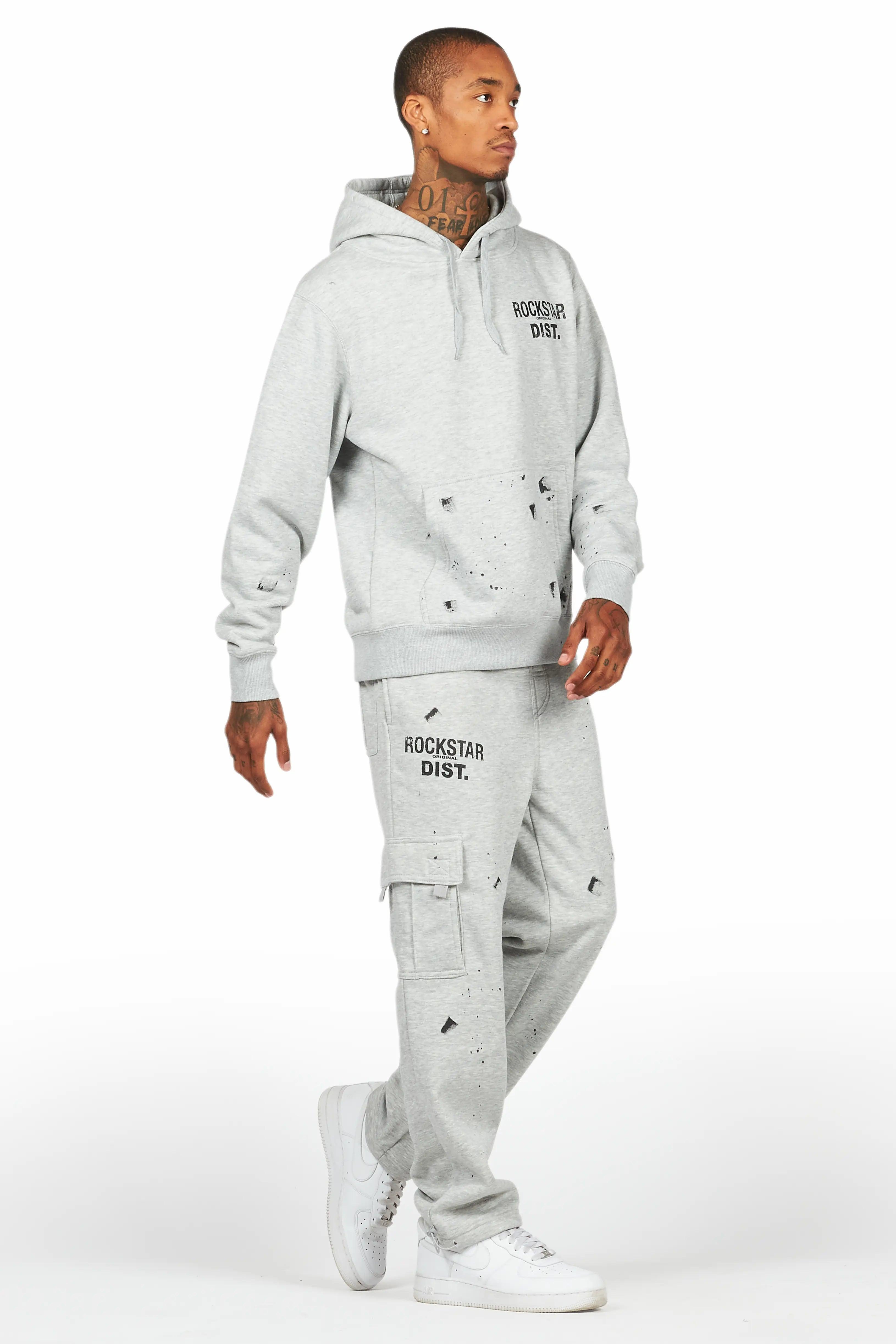 Raffer Heather Grey Hoodie/Cargo Sweat Pant Set Male Product Image