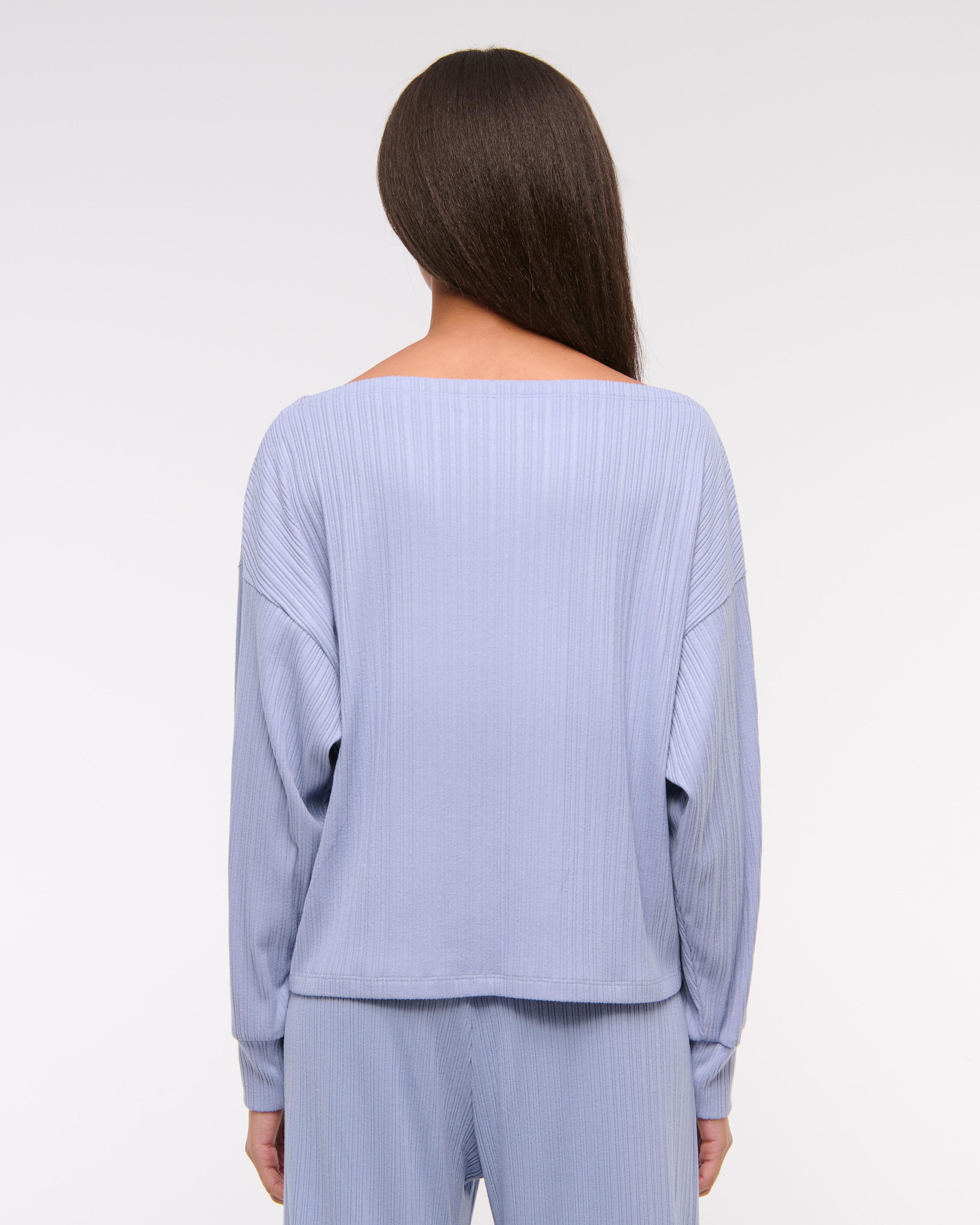 Long-Sleeve Lounge Wide Rib Slash Top Product Image