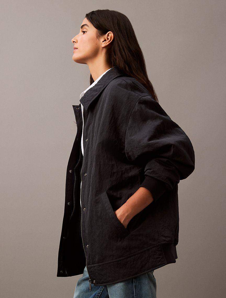 Crushed Nylon Bomber Jacket Product Image