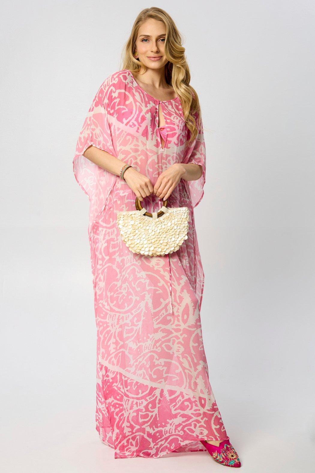 Floral Kaftan Tie Waist Monochrome Product Image