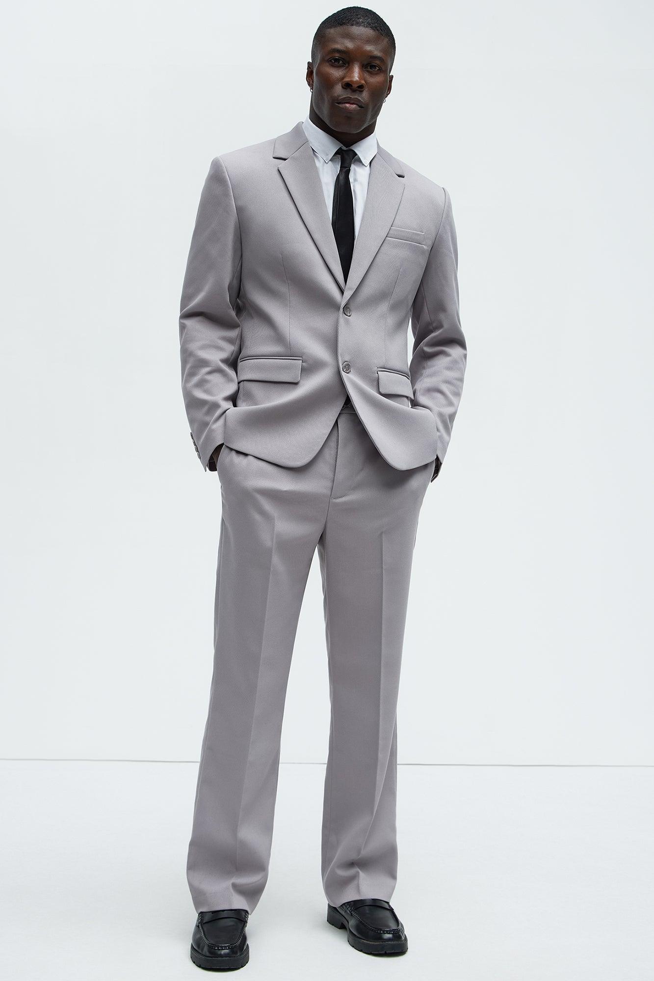 Kevin Twill Textured Straight Trousers - Grey Product Image