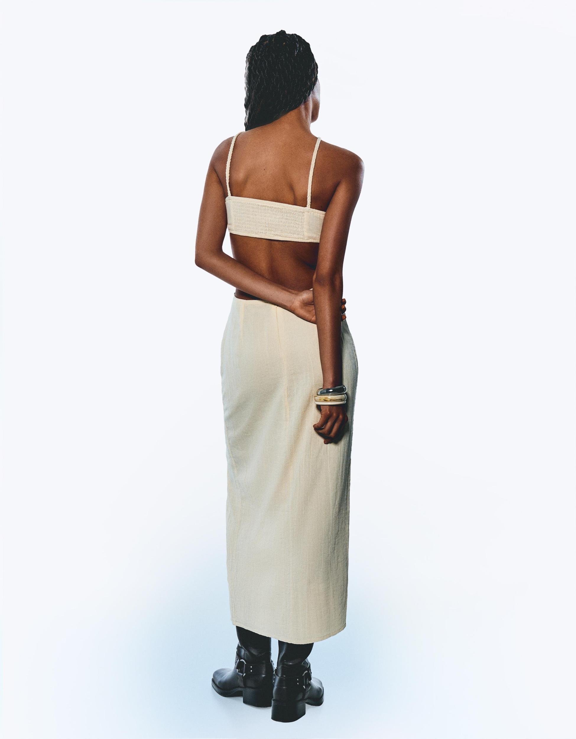 Cut-out rustic midi dress Product Image