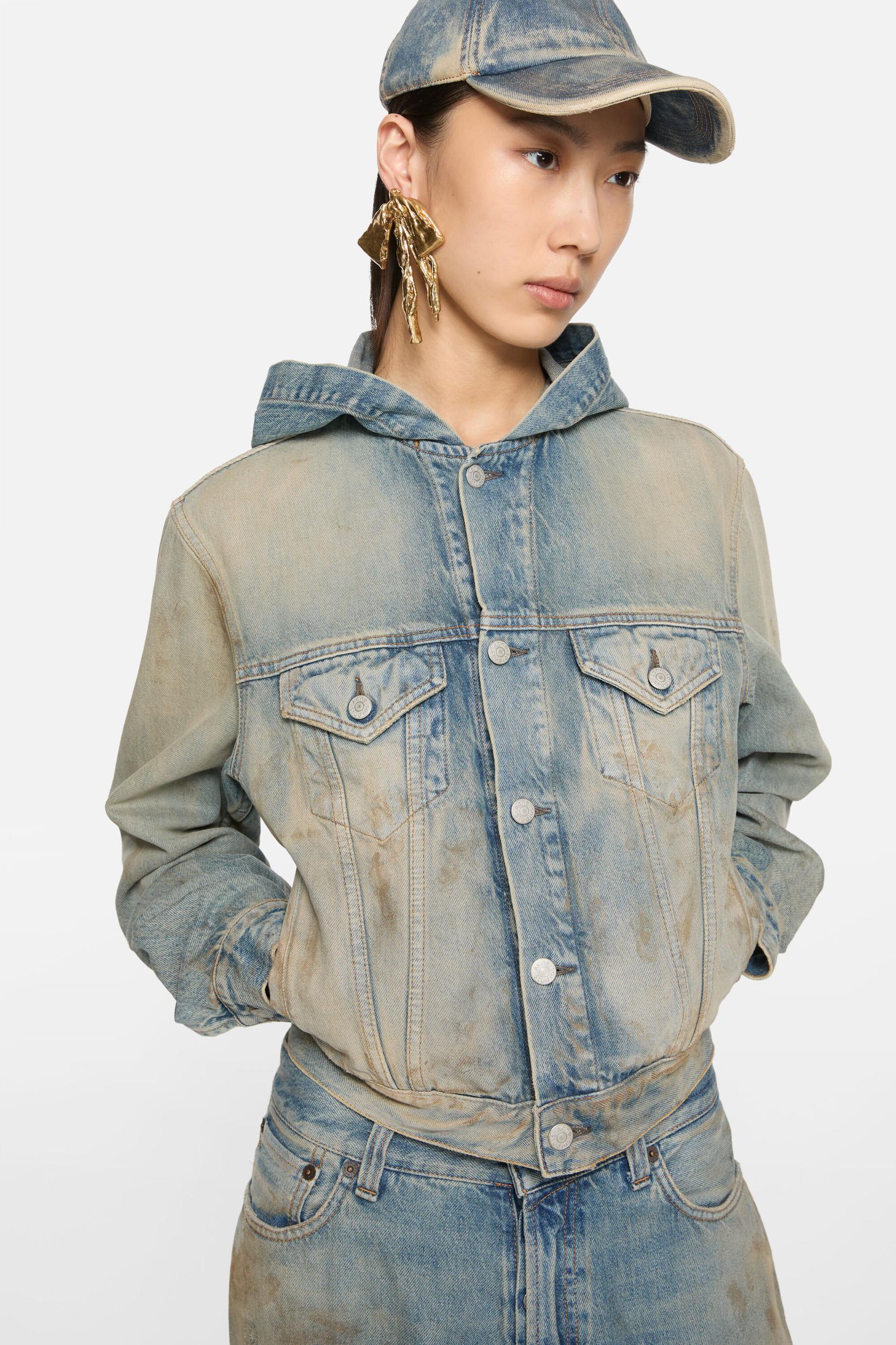 Denim jacket with hood Product Image