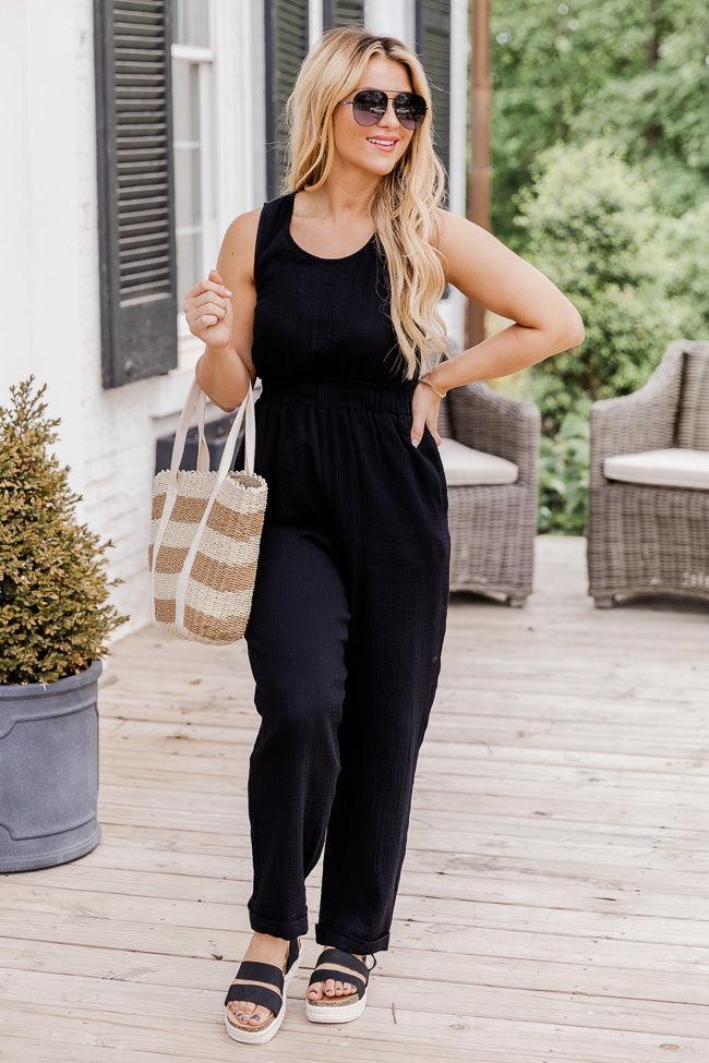 Seeing You Again Black Gauze Jumpsuit FINAL SALE Product Image