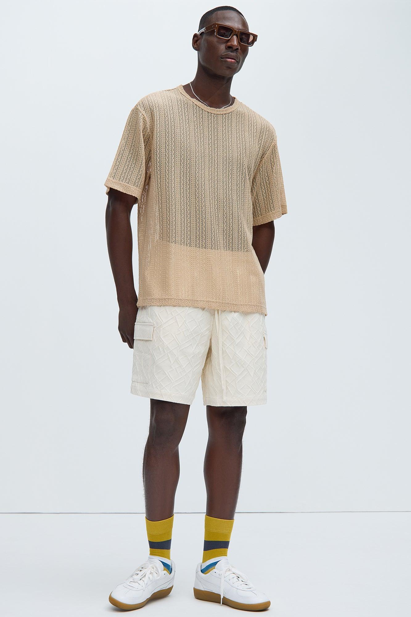 Brannen Textured Relaxed Tee - Tan Product Image