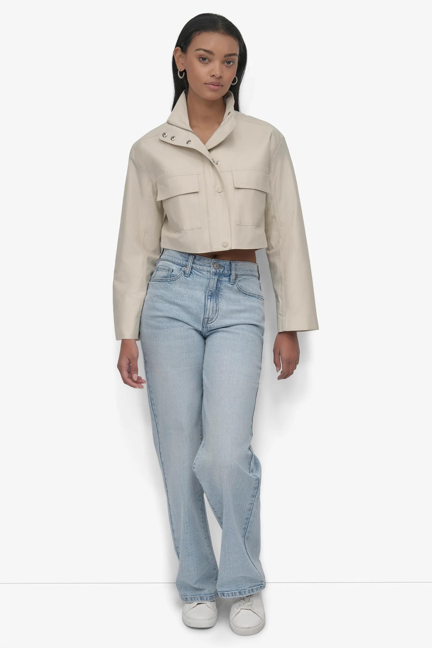 COATED WATER RESISTANTCROPPED UTILITY JACKET Product Image