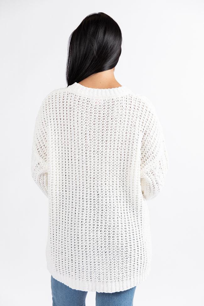 Wide Open Spaces Ivory Oversized Chenille Crew Neck Sweater Product Image