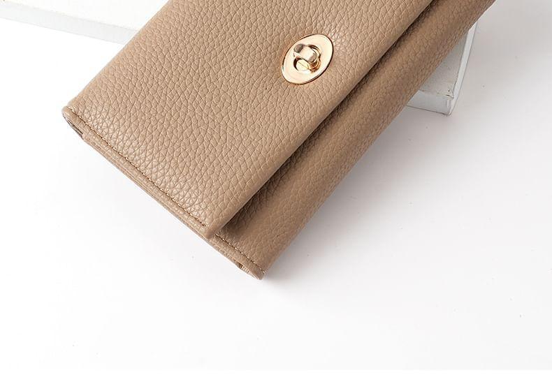 Buckle Faux Leather Trifold Wallet Product Image