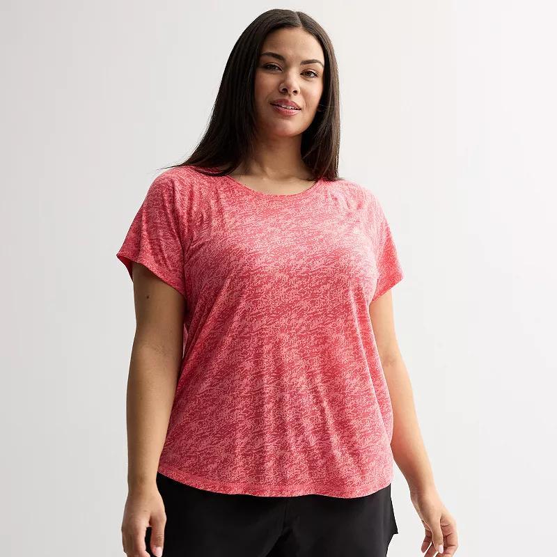 Plus Size Tek Gear® Core Raglan Tee, Women's, Size: 2XL, Green Burnout Product Image