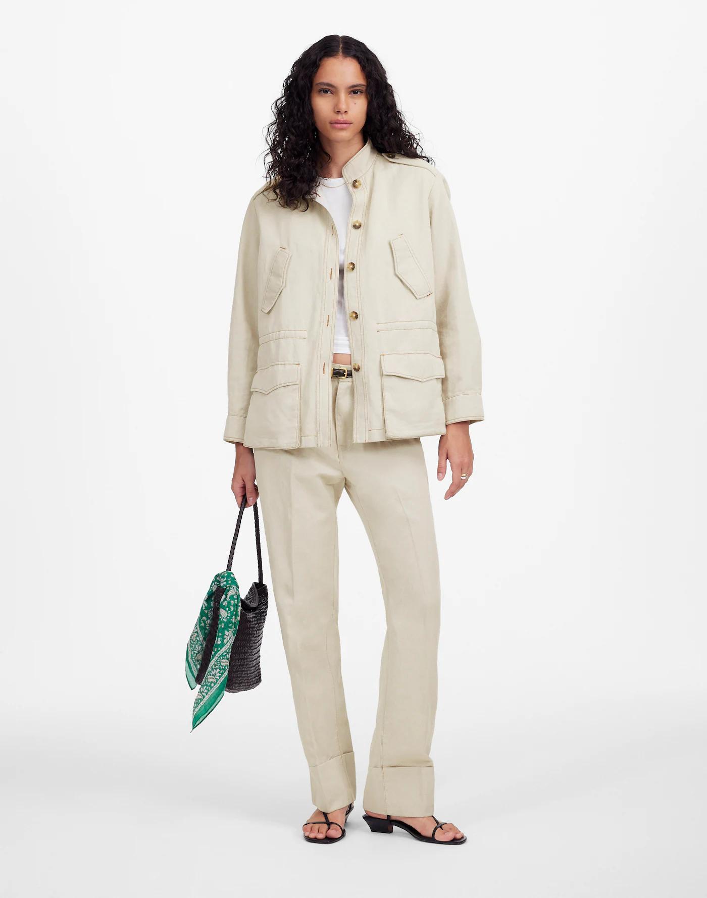 Cinched Utility Jacket in Italian Linen Twill Product Image