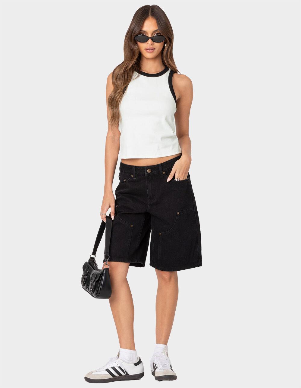 EDIKTED Jacqui Low Rise Denim Bermuda Shorts Product Image