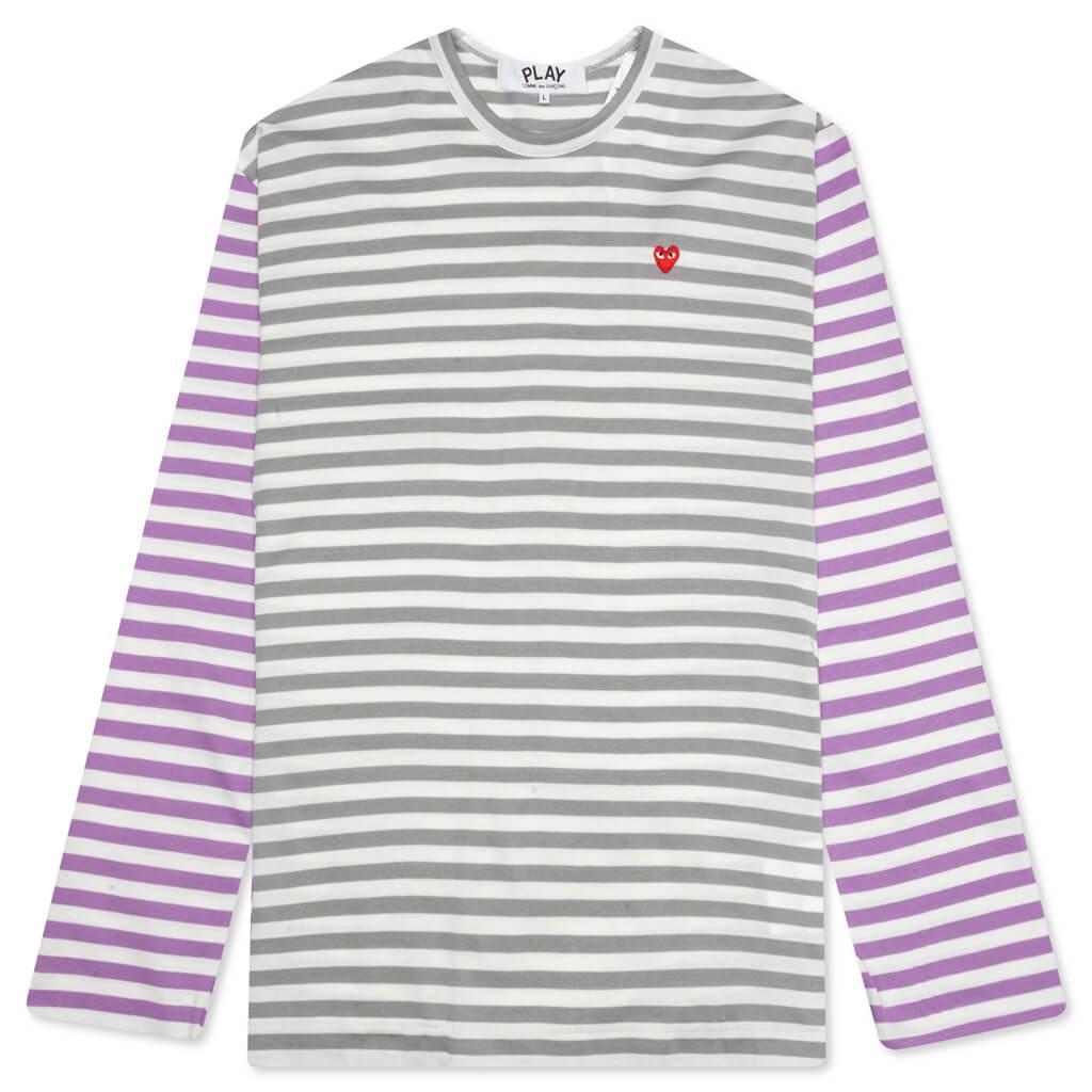 Bi-Color Stripe T-Shirt - Grey/Purple Male Product Image