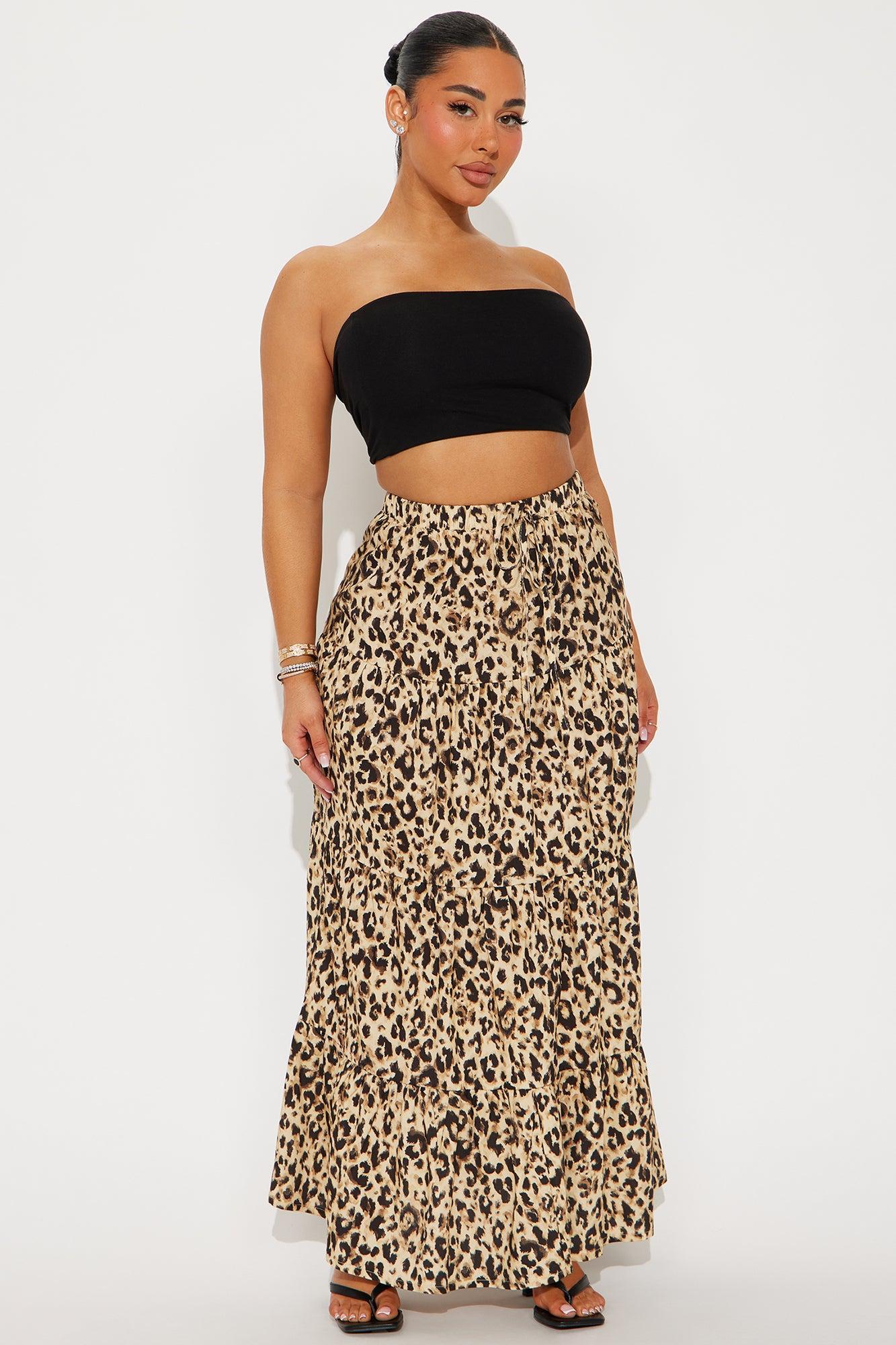 On The Lookout Leopard Maxi Skirt - Brown/combo Product Image