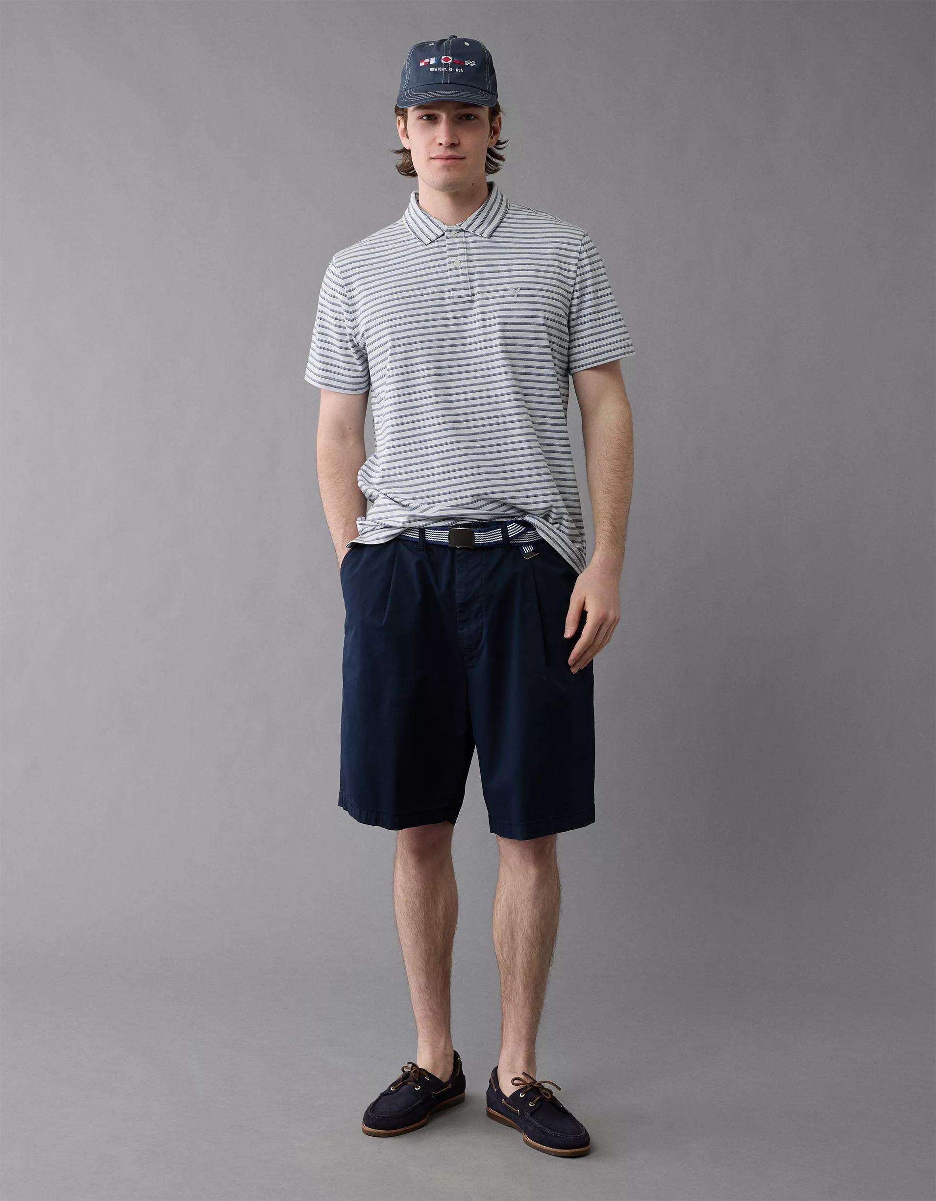 AE 24/7 Club Logo Striped Polo Shirt Product Image