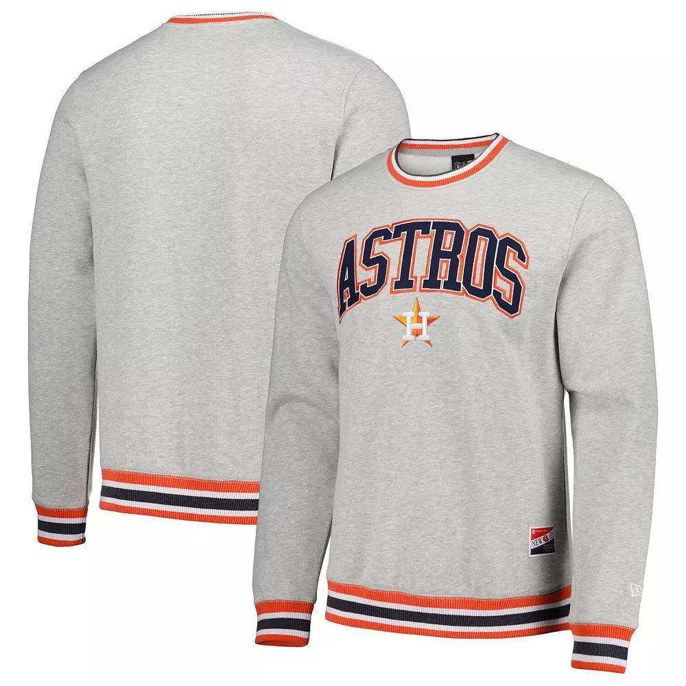 Men's New Era Heather Gray Houston Astros Throwback Classic Pullover Sweatshirt, Size: 3XL, Grey Product Image