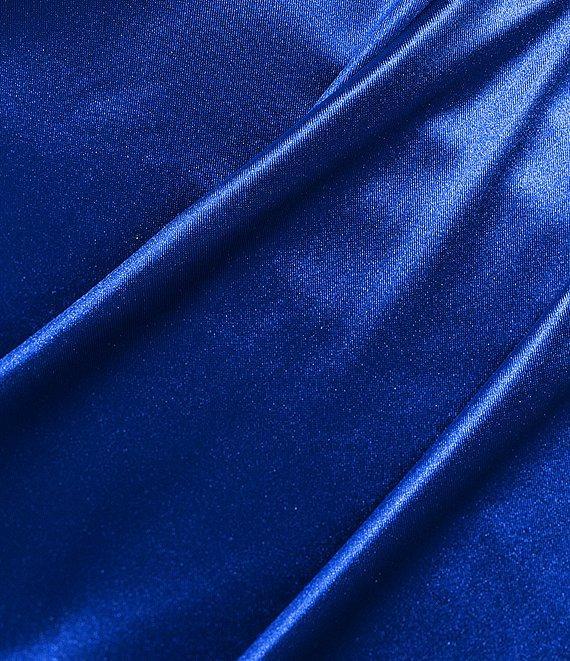 Honey and Rosie Square Neck Faux Wrap Satin Dress Product Image