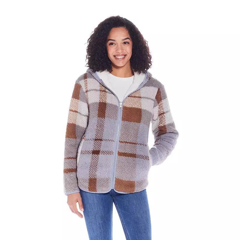 Women's Weathercast Reversible Zip Front Fleece Jacket, Size: XL, Blue Brown Product Image