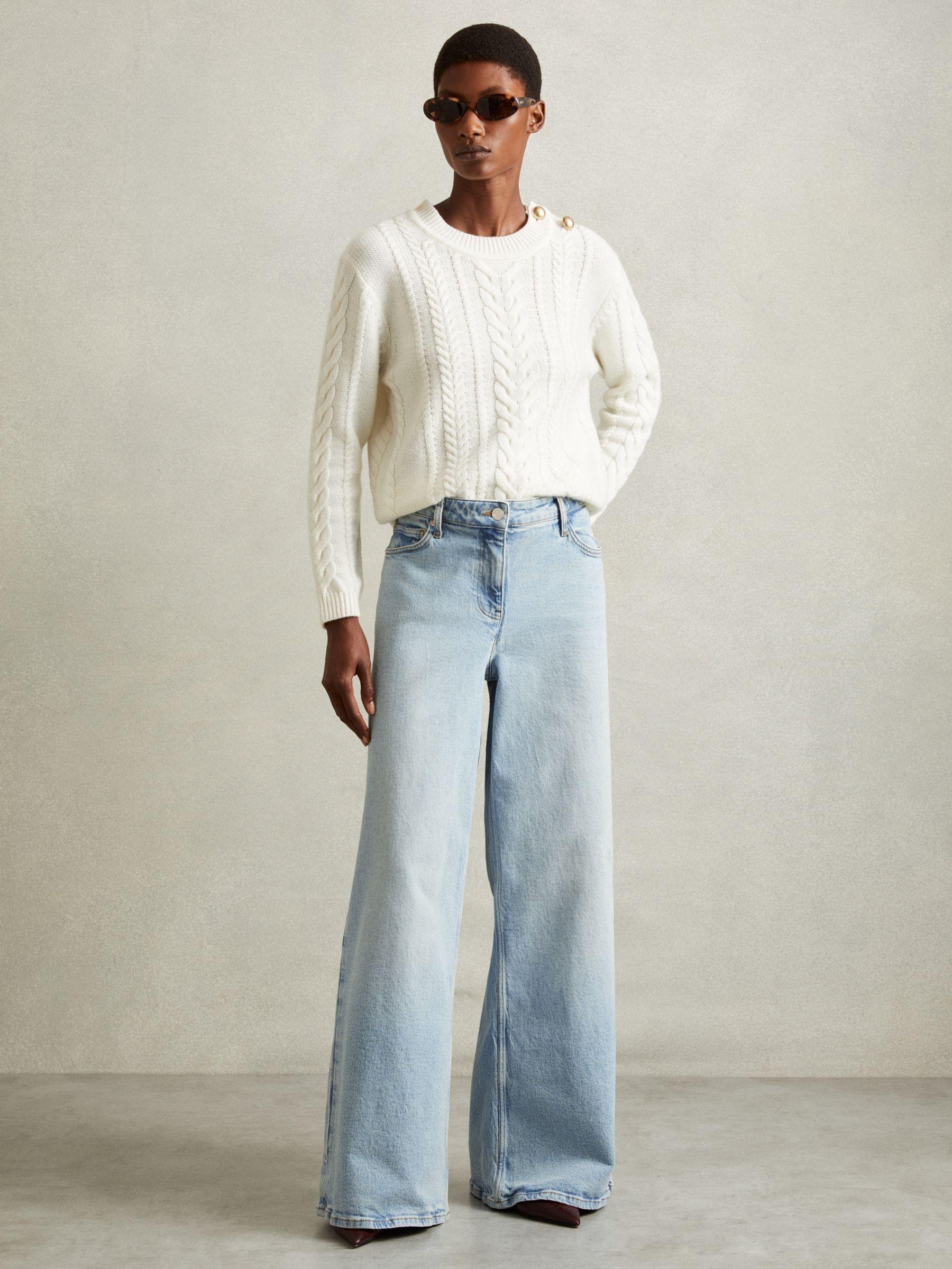 Petite Wide Leg Jeans in Light Blue Product Image