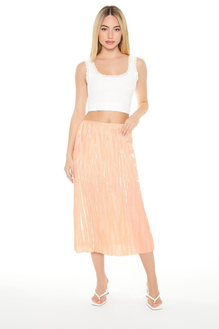 Crinkled High-Rise Midi Skirt | Forever 21 Product Image