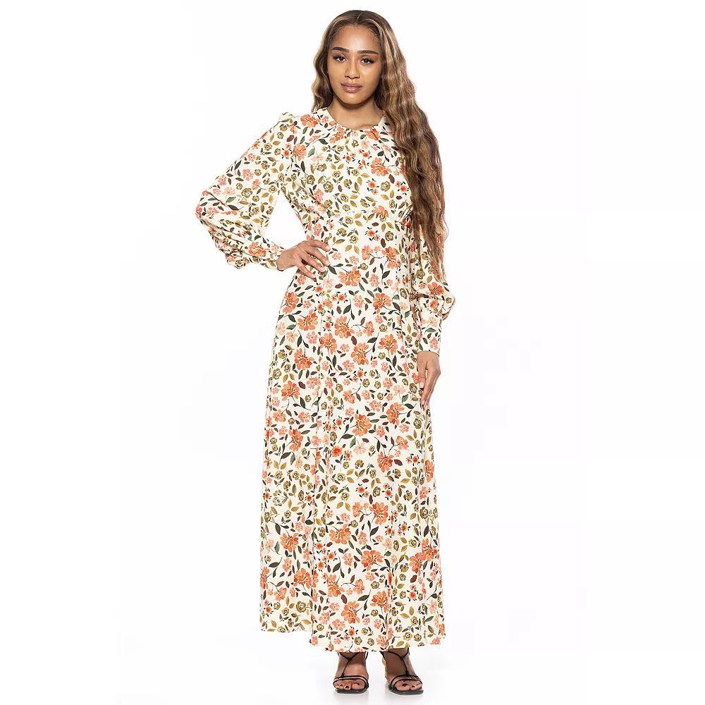 Women's ALEXIA ADMOR Yesenia Flowy Long Sleeve Maxi Dress, Size: 12, Beige Floral Product Image