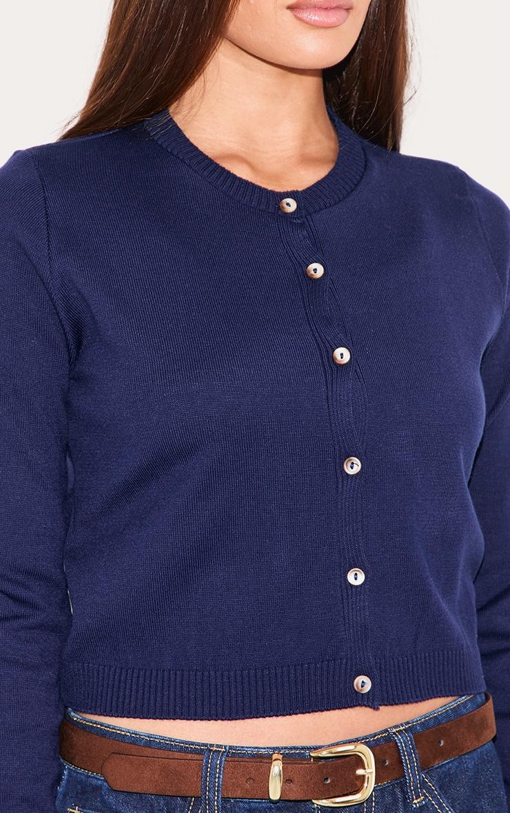 Navy Basic Button Up Knit Cardigan Product Image