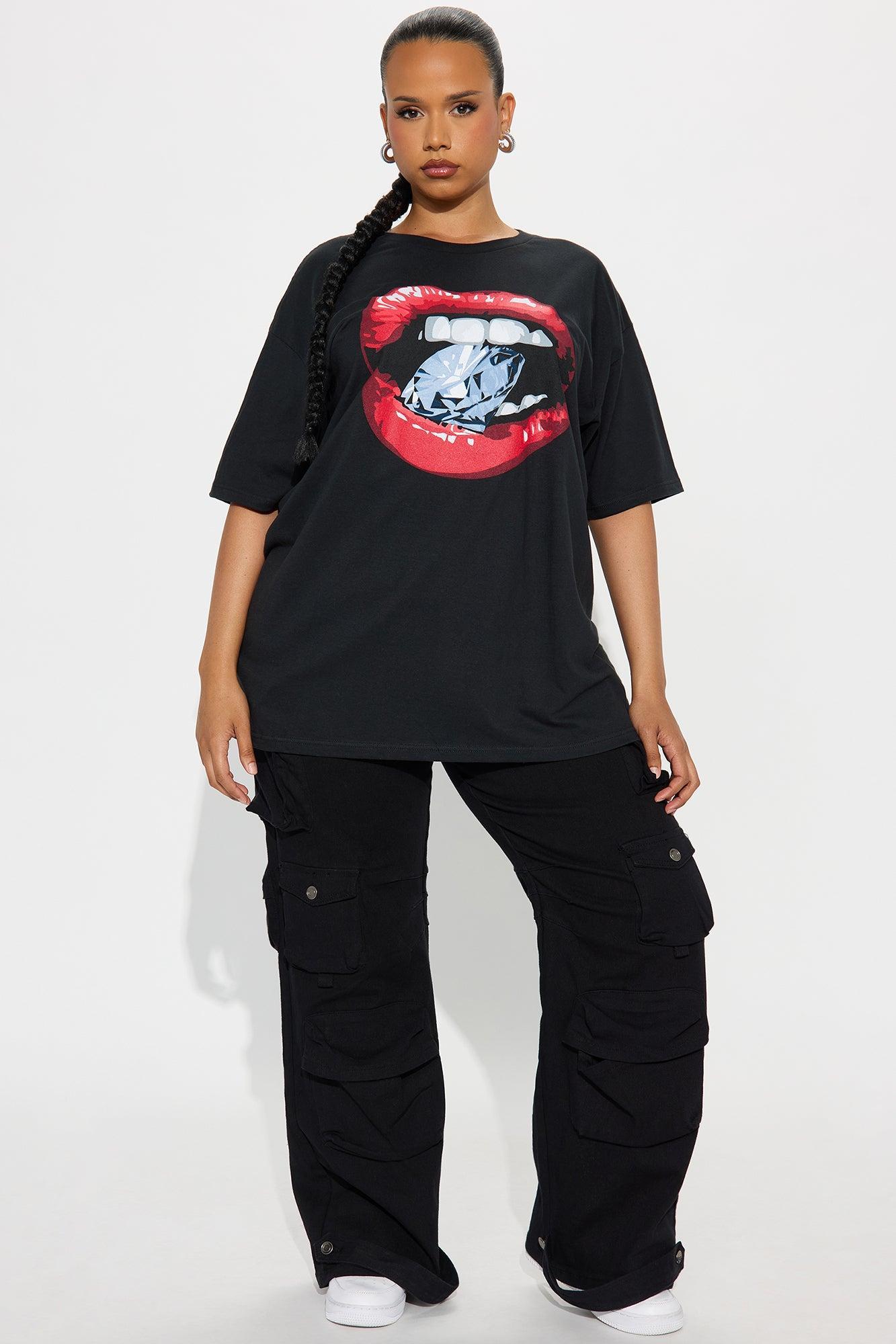 Drippin In Diamonds Oversized Tee - Black Female Product Image