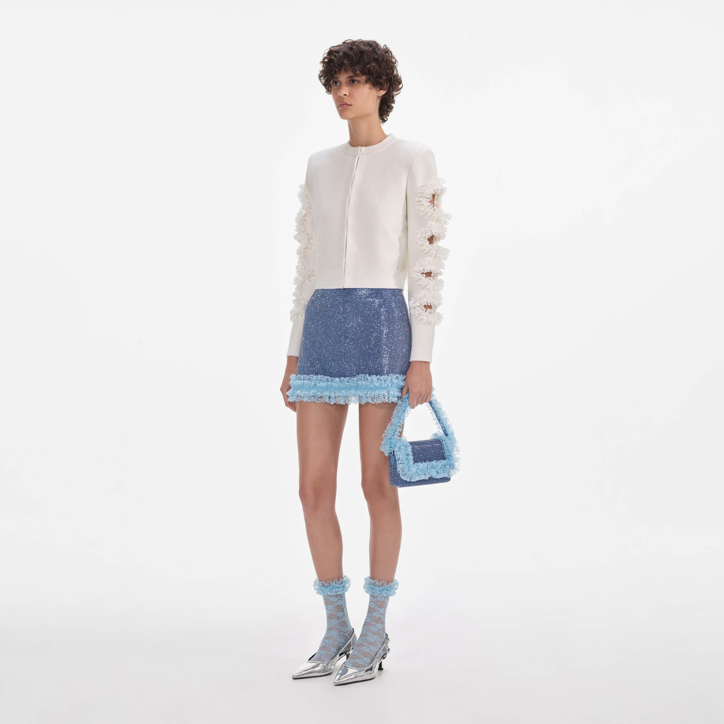 Blue Crystal Chainmail Mini Skirt Product Image