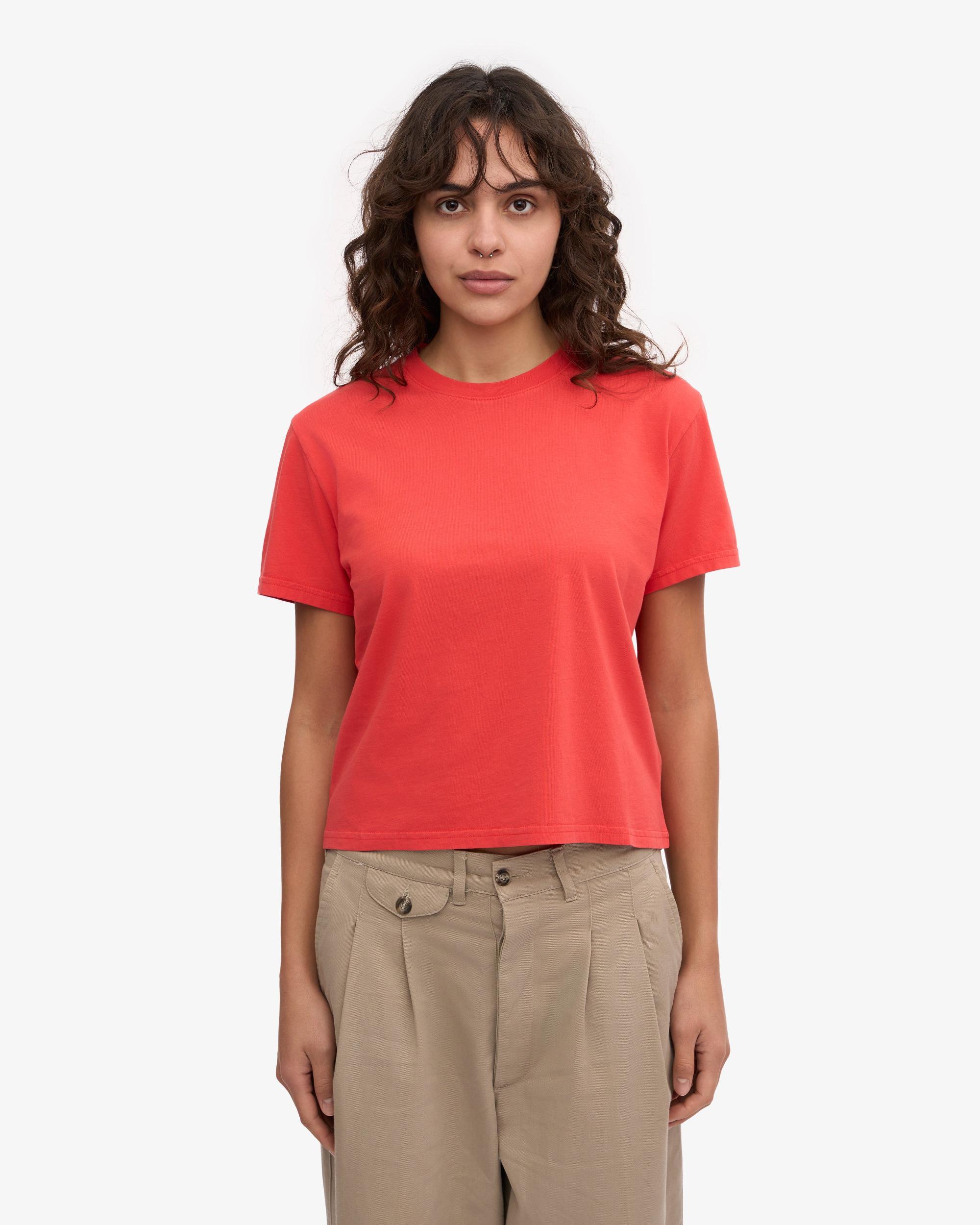 Organic Boxy Crop Tee - Red Tangerine Product Image