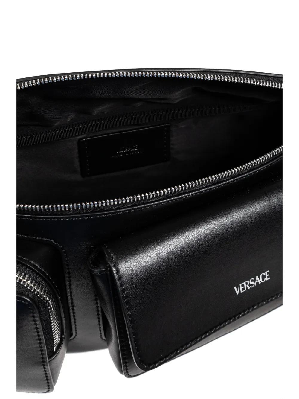 VERSACE Logo-lettering Leather Belt Bag In Black Product Image