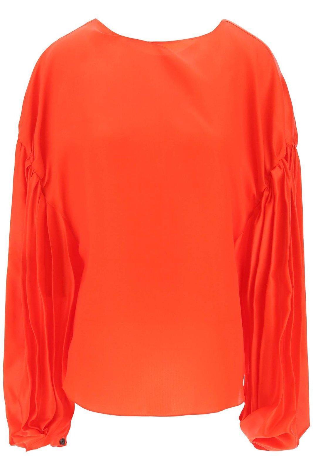 KHAITE Quico Oversized Silk Blouse In Rot Product Image