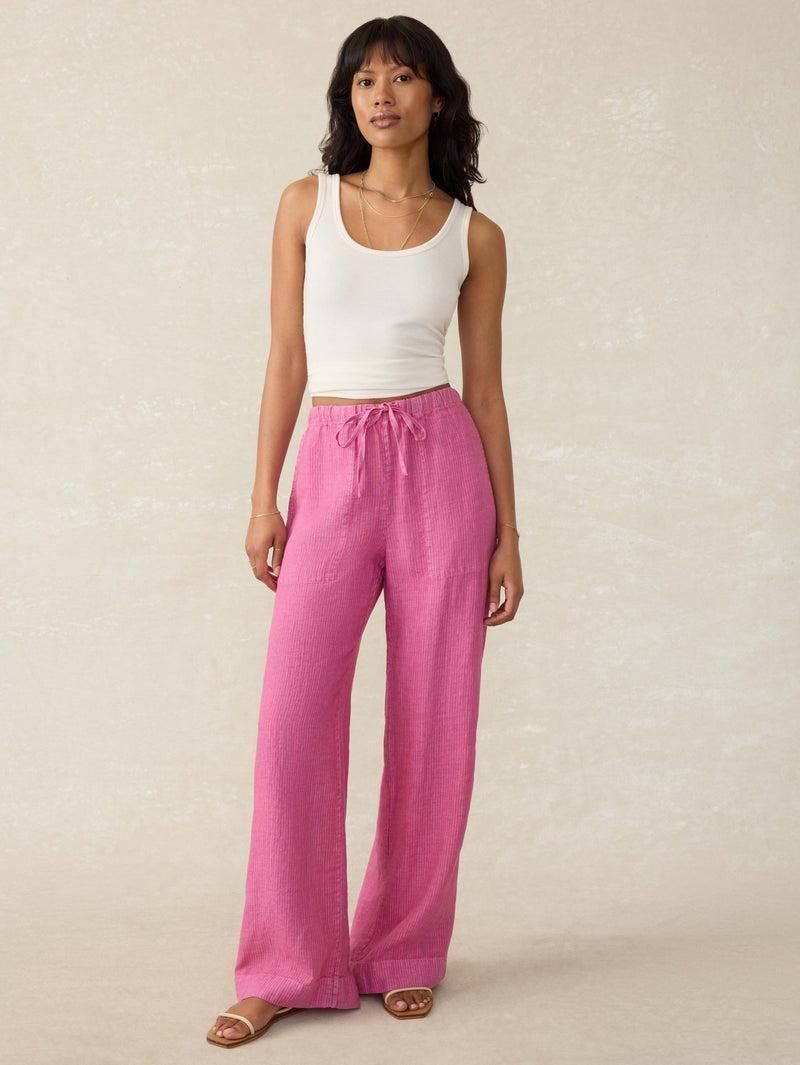 Laidback Linen Pant - Ibis Rose Stripe Product Image