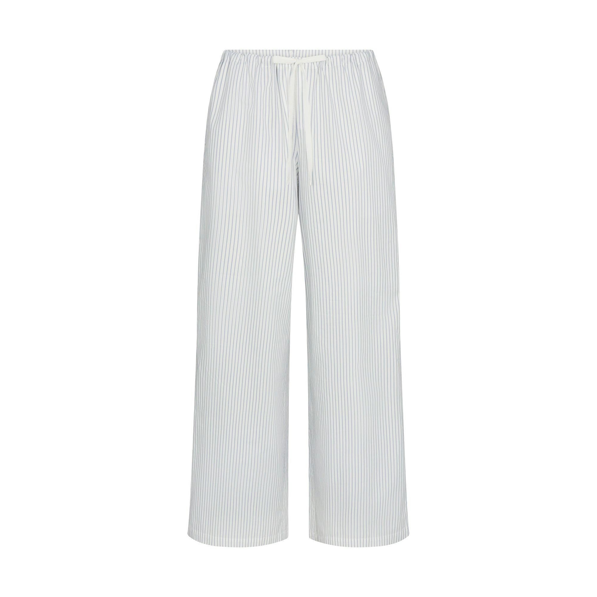 COTTON POPLIN STRAIGHT LEG PANT | ZEN BLUE STRIPE Product Image