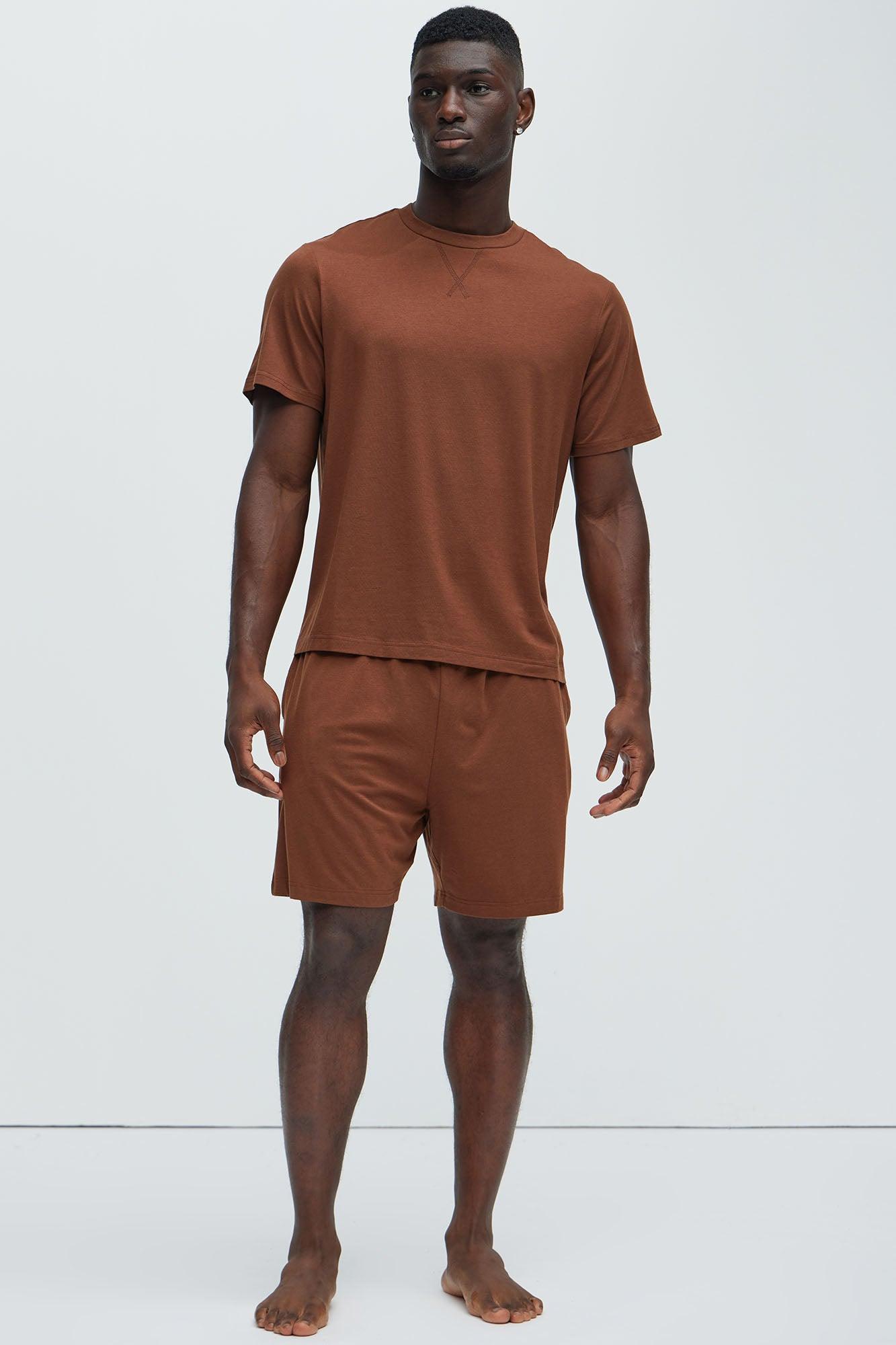 Essential Modal Lounge Short Sleeve Tee - Brown Product Image