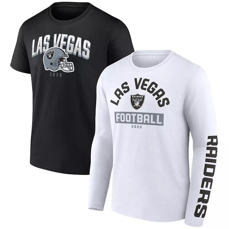 Mens Fanatics Branded Black/White Las Vegas Raiders Long and Short Sleeve Two-Pack T-Shirt Product Image