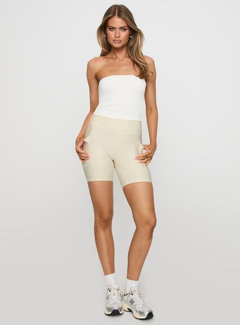 Power Activewear Rib Shorts Latte Product Image