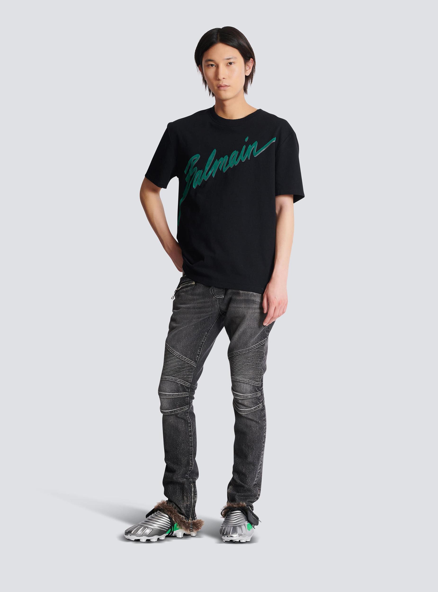 Slim-fit biker trousers in denim Product Image