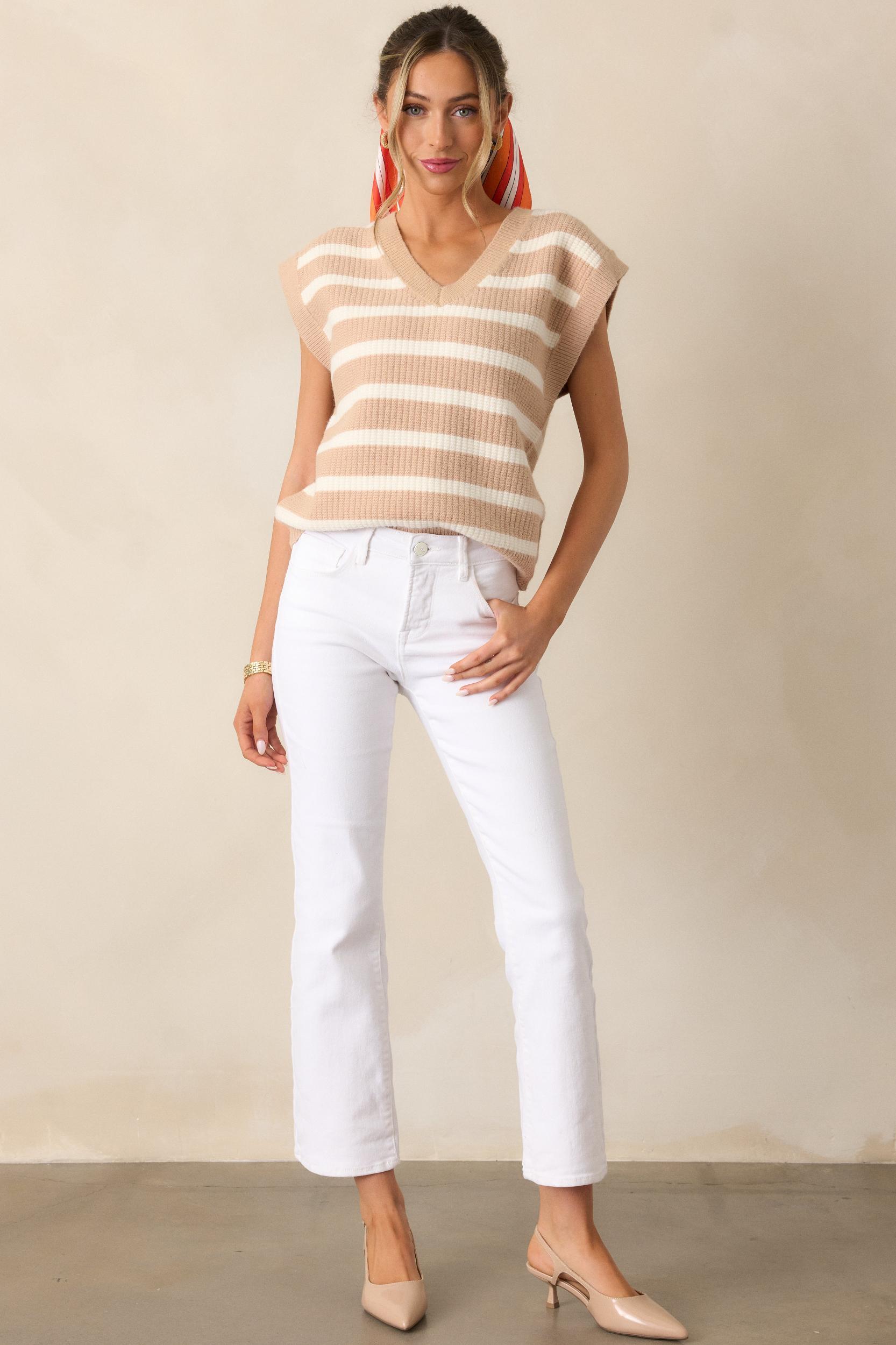 Over You Again White High Waisted Straight Leg Jeans Product Image
