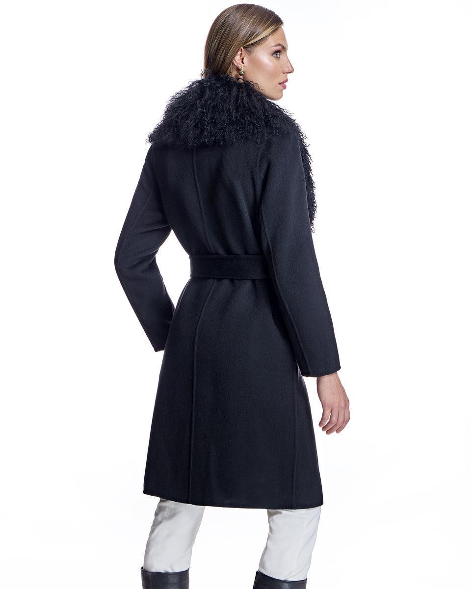 Julia & Stella by Maximilian Wool Wrap Coat With Lamb Collar-Maximilian Product Image
