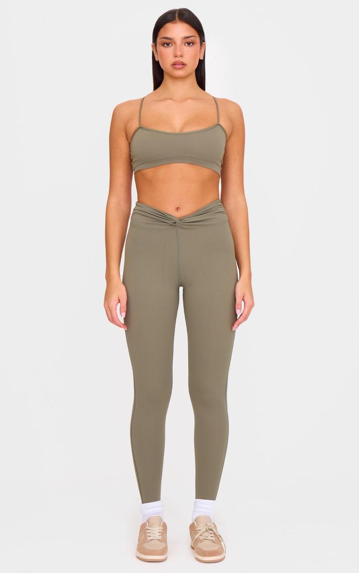 Olive Sculpt Twist Front Gym Leggings Product Image